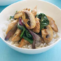 mushroom, chicken & spinach stir-fry