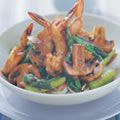 mushroom, prawn and asparagus stir-fry
